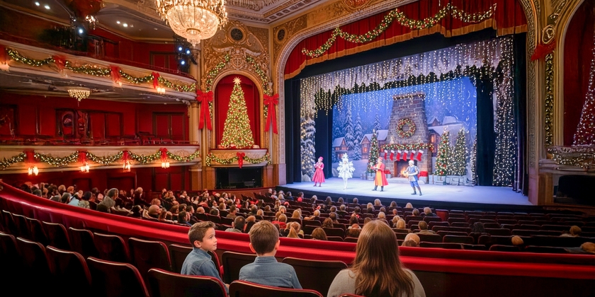 Audience enjoying a live family-friendly Christmas show.