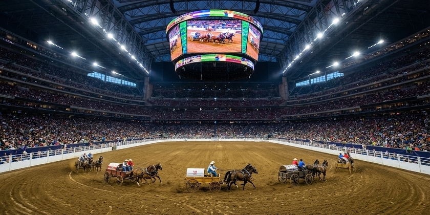 Interior view of NRG Stadium during The Houston Livestock Show and Rodeo.