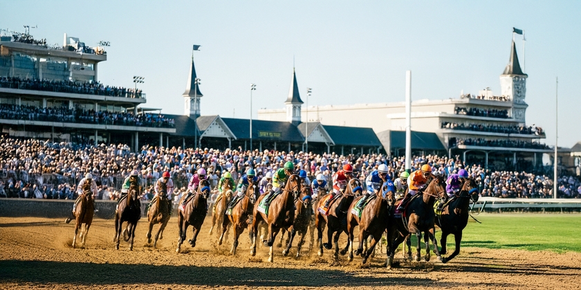 Horse racing at the Kentucky Derby.