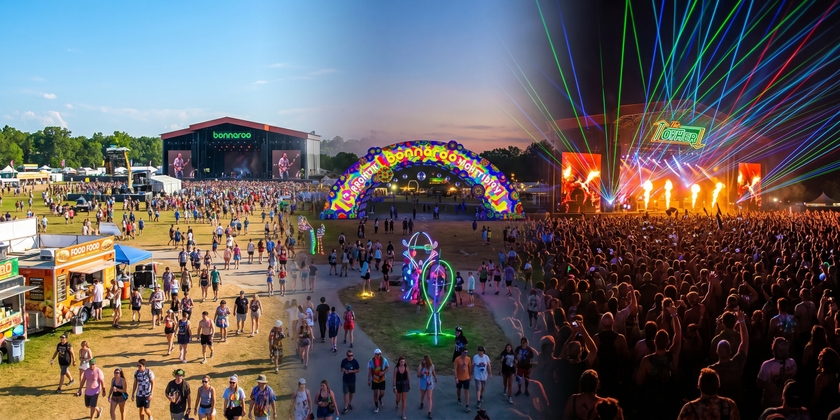 Bonnaroo at different times of the day.