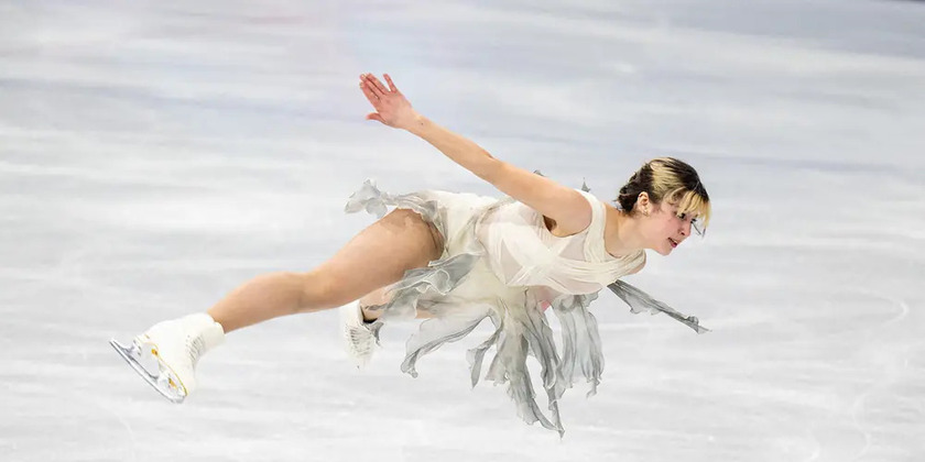 Alysa Liu skates during the 2026 Winter Olympics, where she won gold.