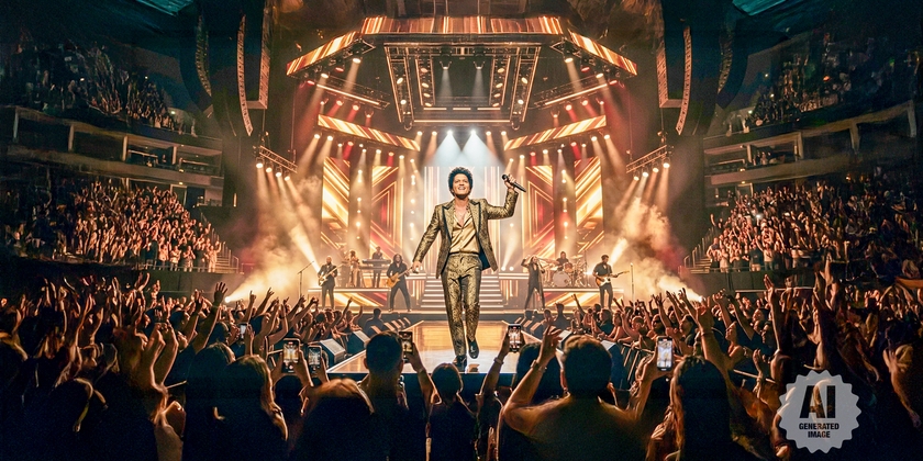 Bruno Mars on stage.