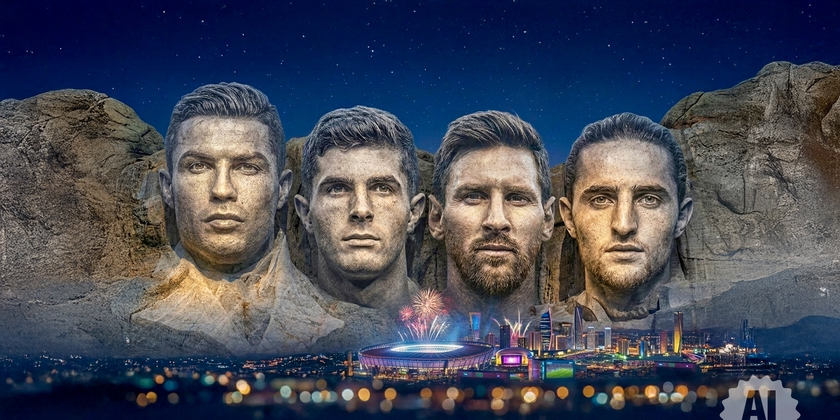 Mt Rushmore parody with World Cup players.