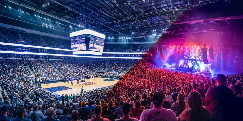 Casey’s Center seating layout for concerts and basketball games.
