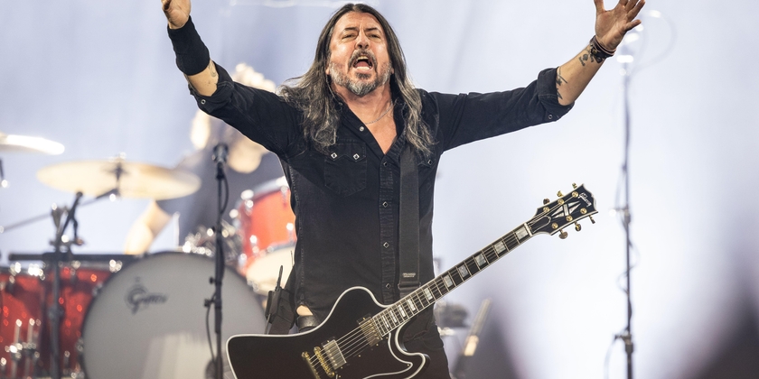 Dave Grohl of the Foo Fighters performing live on stage.