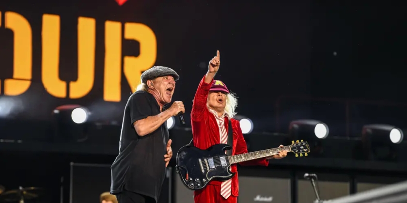 AC/DC performs on stage.