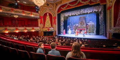 Audience enjoying a live family-friendly Christmas show.