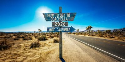 A road sign that says “How to get to Coachella 2026”