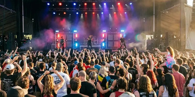 A concert image from behind