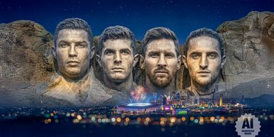 Mt Rushmore parody with World Cup players.
