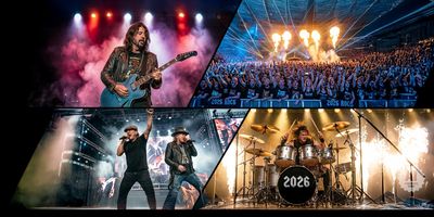 Pictures of upcoming rock concerts in 2026.